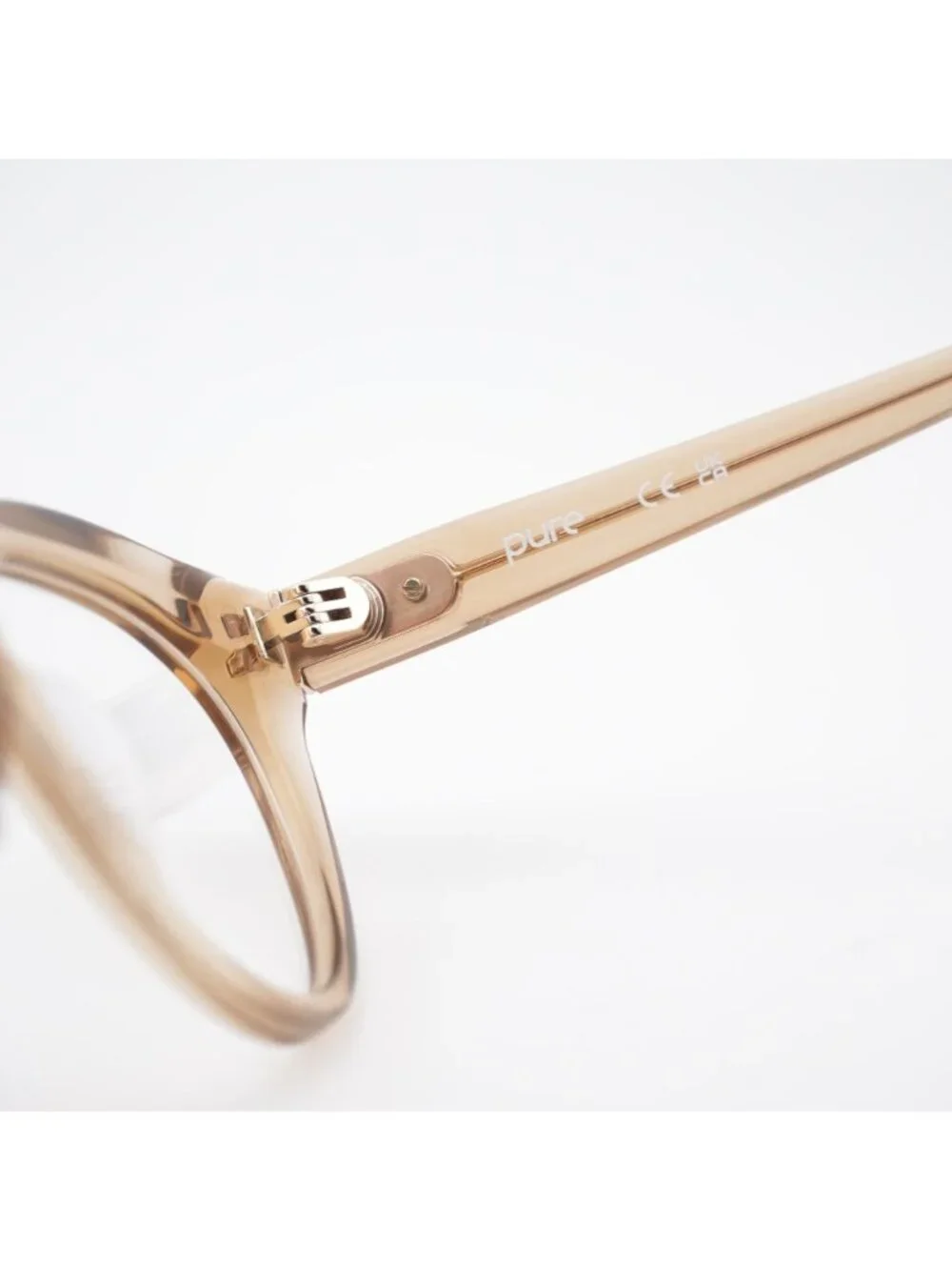 Pure P-7009 N 250 Eyeglasses Transparent Camel 52mm Cat Eye Frame